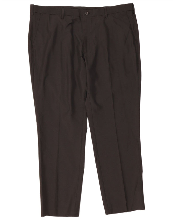 Marks & Spencer Pantaloni de costum pentru bărbați, drepti, cu croiala normală, L42 L31, negri
