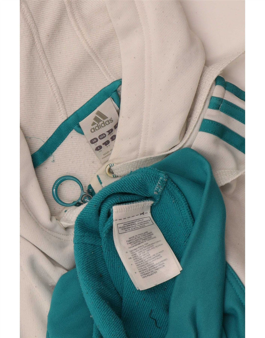 Pulover Adidas pentru femei, cu fermoar, UK 12, alb, mediu, poliester