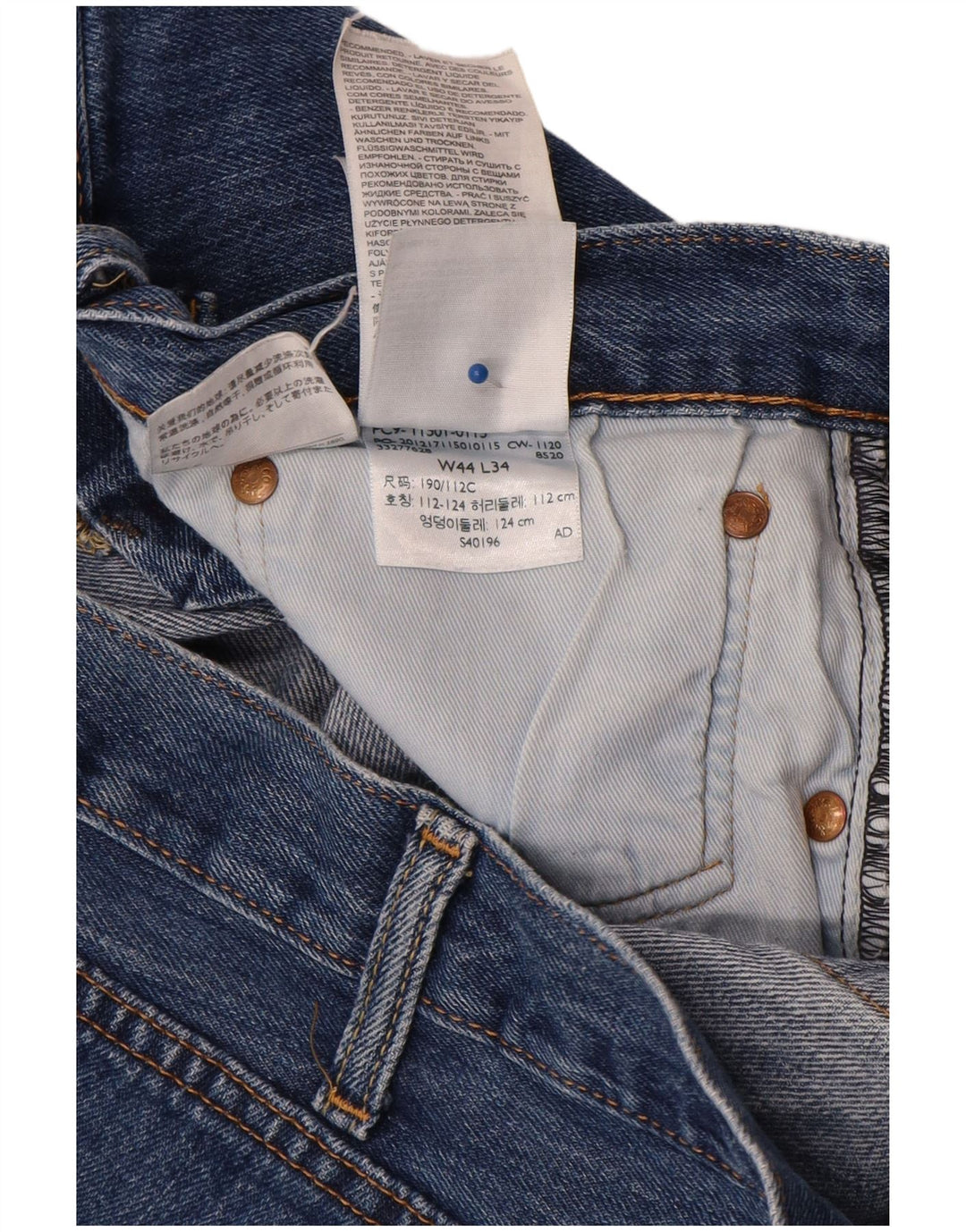 Blugi Levi's 501 drepte pentru bărbați W44 L34 Bumbac albastru