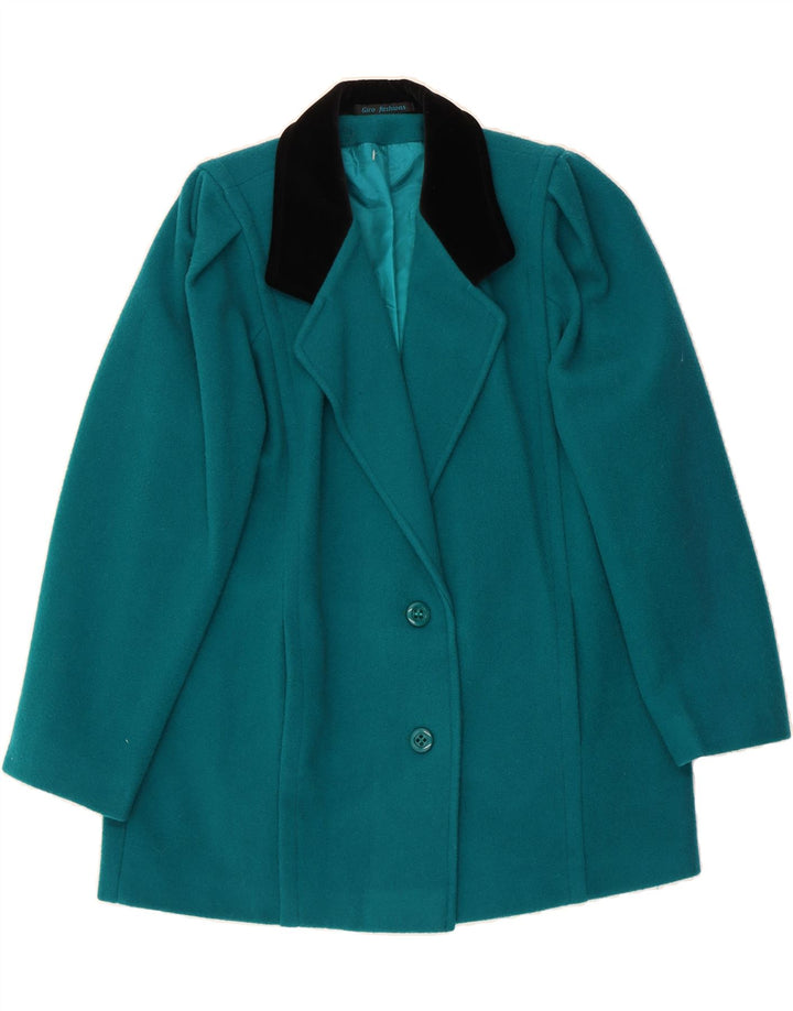 VINTAGE Womens Overcoat UK 16 Large  Turquoise New Wool Vintage Vintage and Second-Hand Vintage from Messina Hembry 