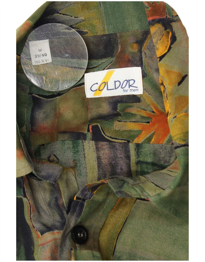 Cămașă Coldor cu mânecă scurtă pentru bărbați, mărimea 39/40, verde mediu, viscoză geometrică