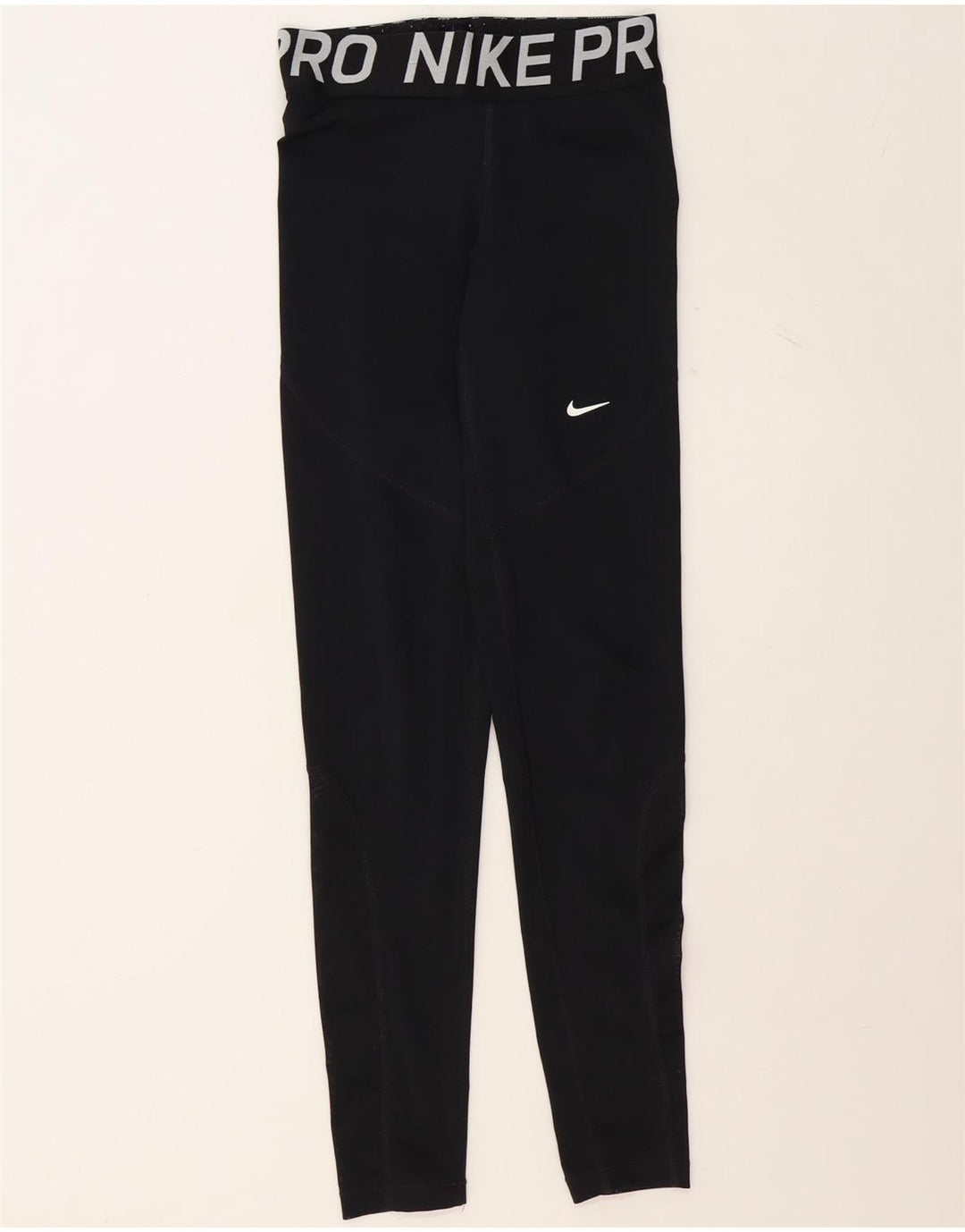 NIKE Womens Graphic Leggings UK 10 Small Black Vintage Nike and Second-Hand Nike from Messina Hembry 