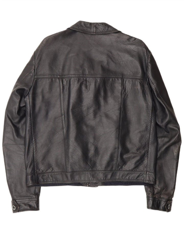 Jachetă de piele vintage pentru bărbați UK 40 Large Black