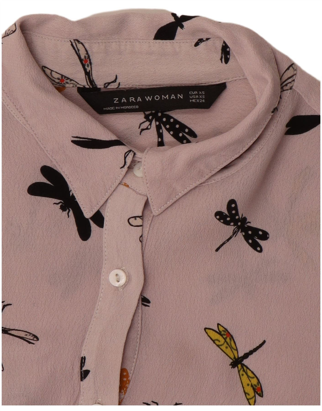 Bluză cămașă pentru femei cu model abstract ZARA UK 6 XS violet