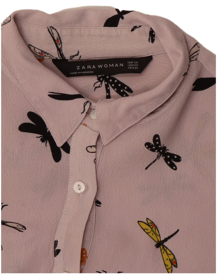 Bluză cămașă pentru femei cu model abstract ZARA UK 6 XS violet