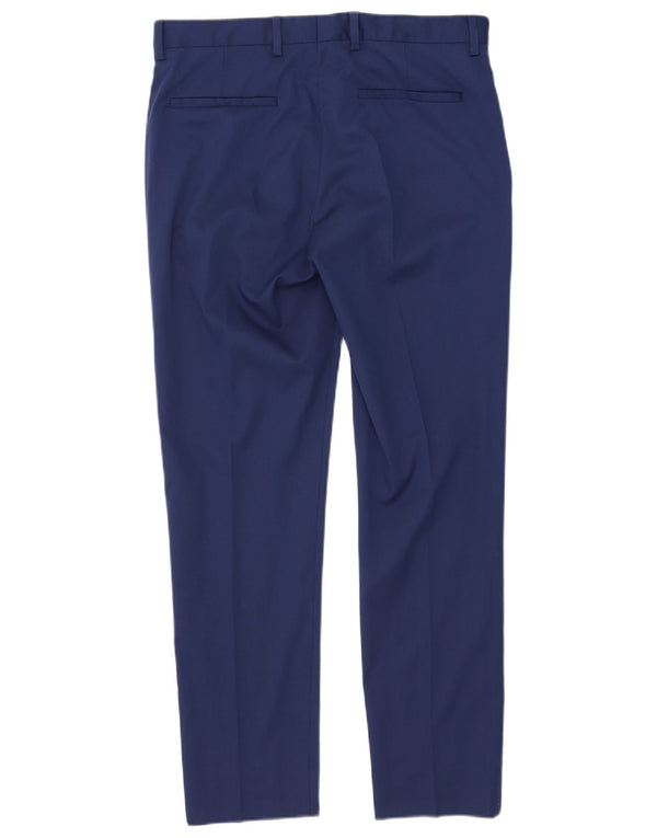 Zara Mens Slim Chino Trousers EU 42 Large W32 L30 Blue Polyester
