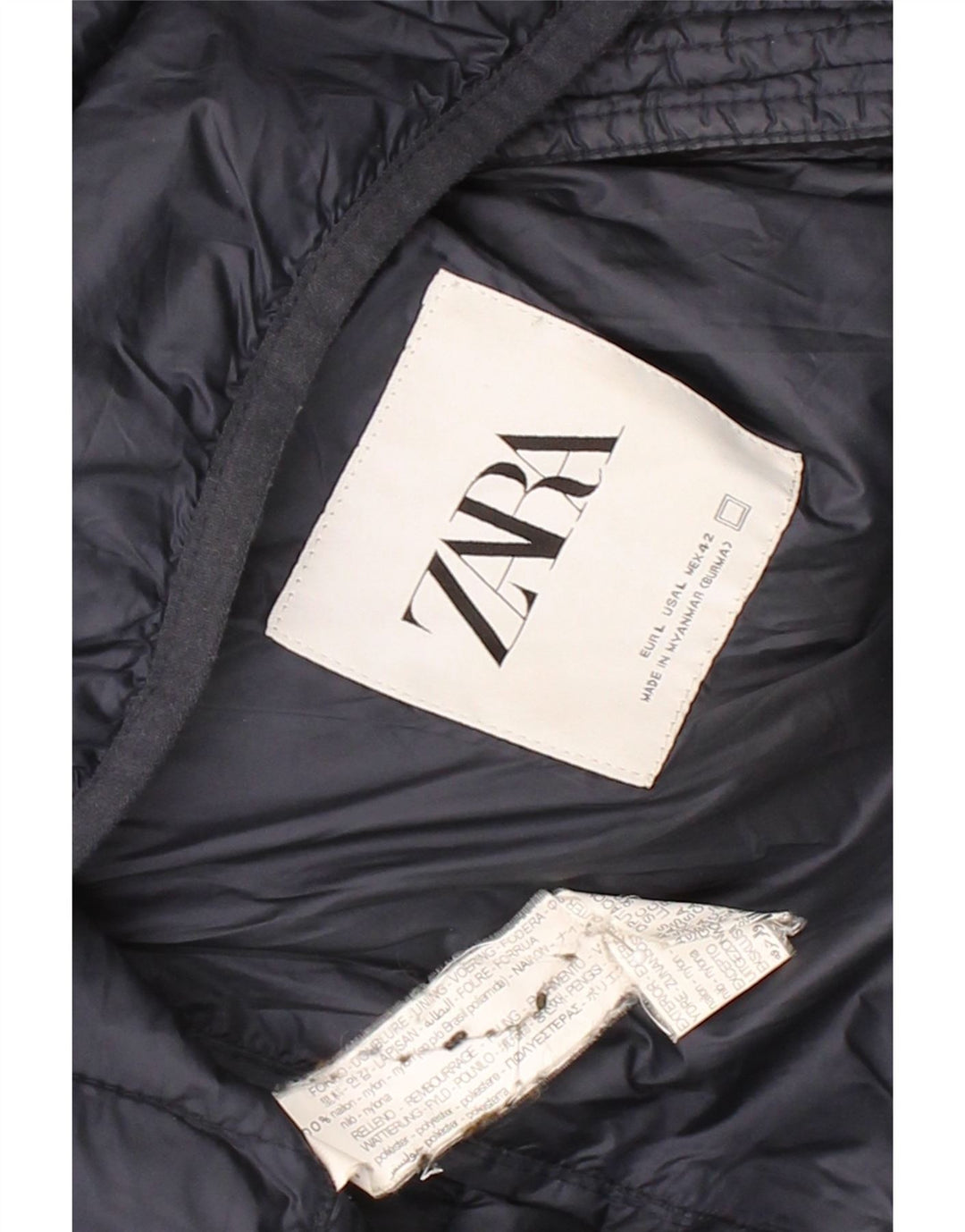ZARA Mens Padded Jacket UK 40 Large Navy Blue Nylon Vintage Zara and Second-Hand Zara from Messina Hembry 