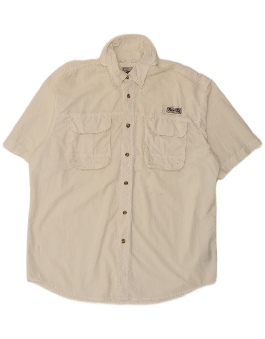 VINTAGE Mens Short Sleeve Shirt XL White Nylon