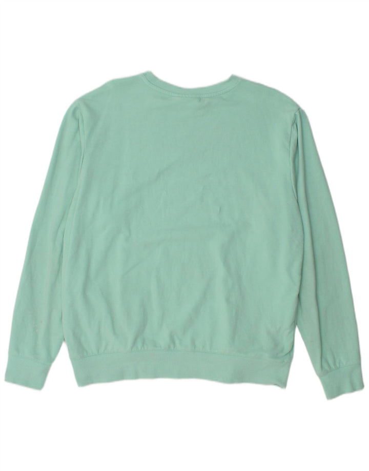 FILA Womens Sweatshirt Jumper UK 16 Large Green Cotton