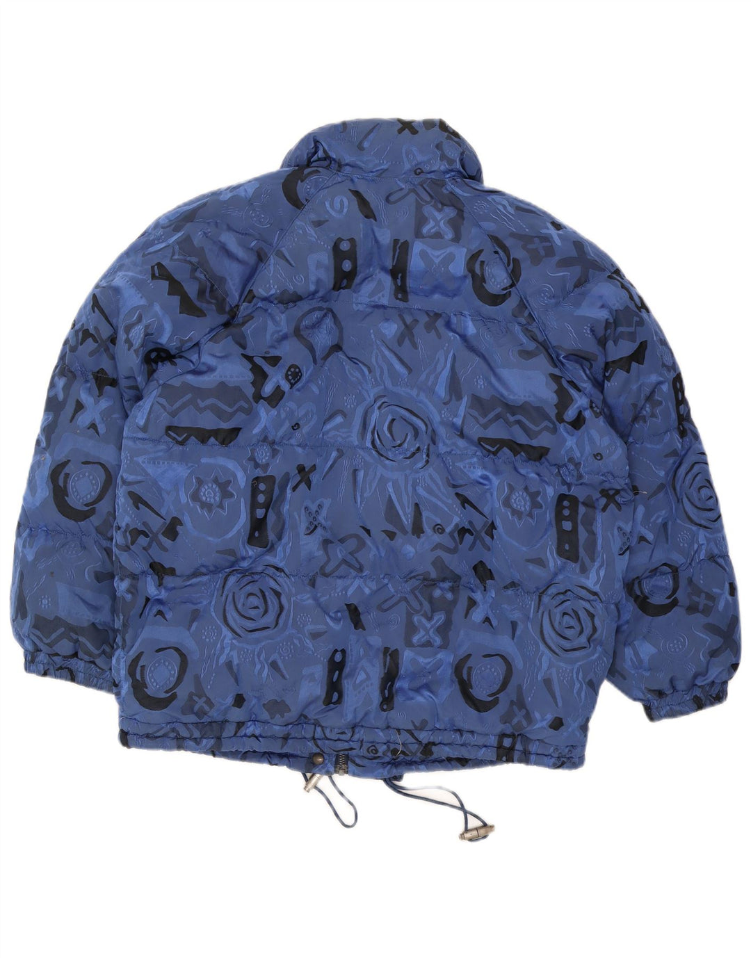 Jachetă de schi supradimensionată căptușită vintage pentru femei UK 8 Small Blue Geometric
