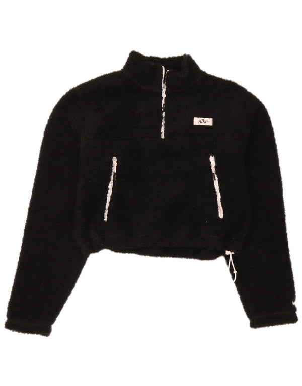 Jumper Nike pentru femei, supradimensionat, cu fermoar și gât, din lână UK 10, negru
