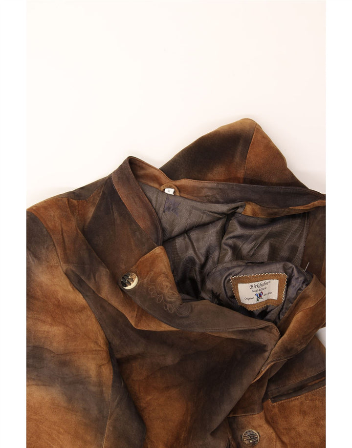 Jachetă pentru bărbați VINTAGE cu 3 nasturi IT 48 Maro mediu Tie Dye Piele