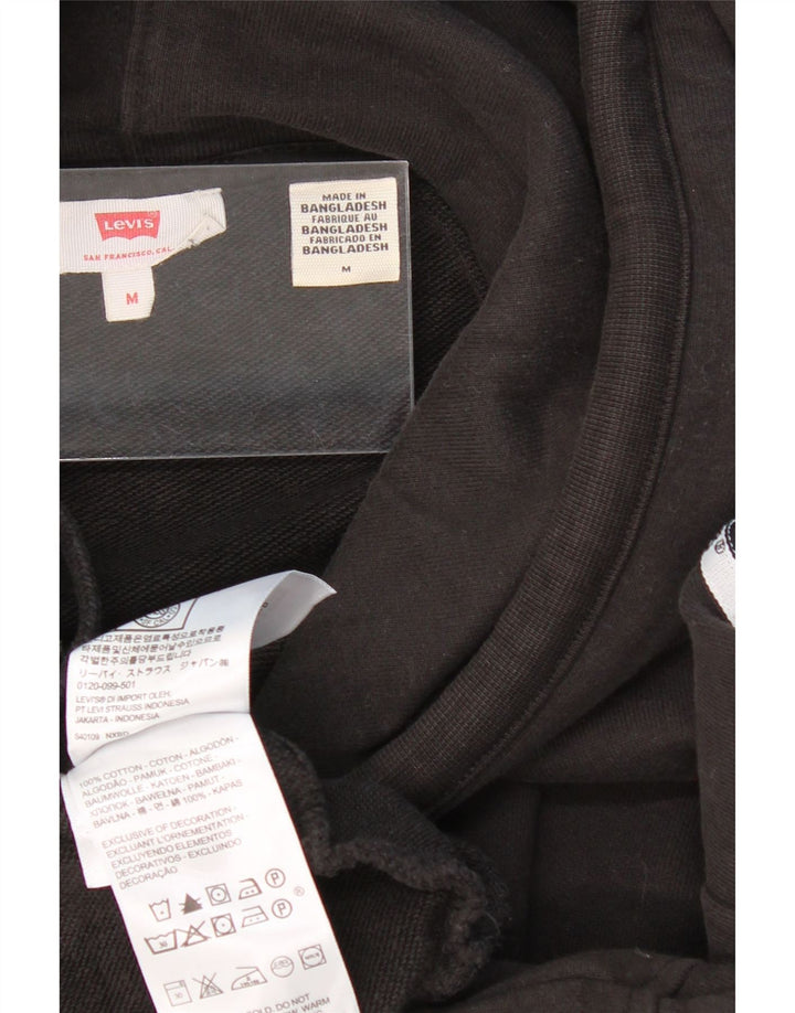 LEVI'S Womens Oversized Graphic Hoodie Jumper UK 14 Medium Black Cotton Vintage Levi's and Second-Hand Levi's from Messina Hembry 