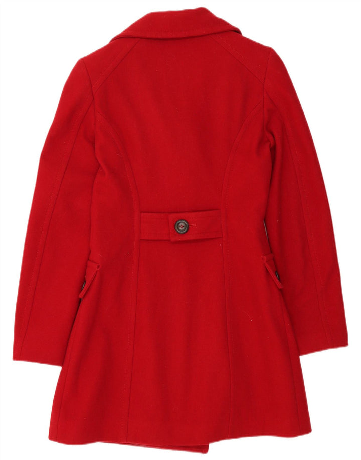 BENETTON Womens Overcoat UK 6 XS Red Wool