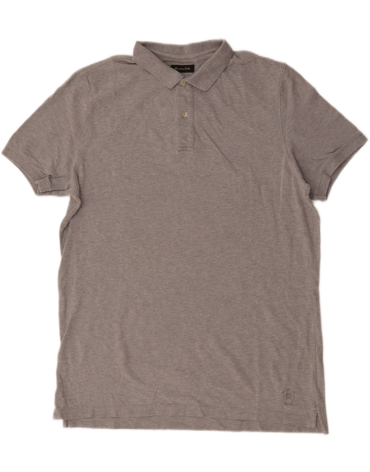 Cămașă polo Massimo Dutti pentru bărbați, mare, gri bumbac cu pete