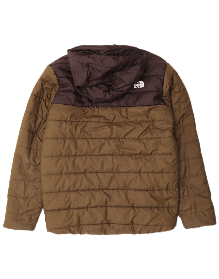 Jachetă căptușită cu glugă THE NORTH FACE pentru băieți 14-15 ani XL kaki color block