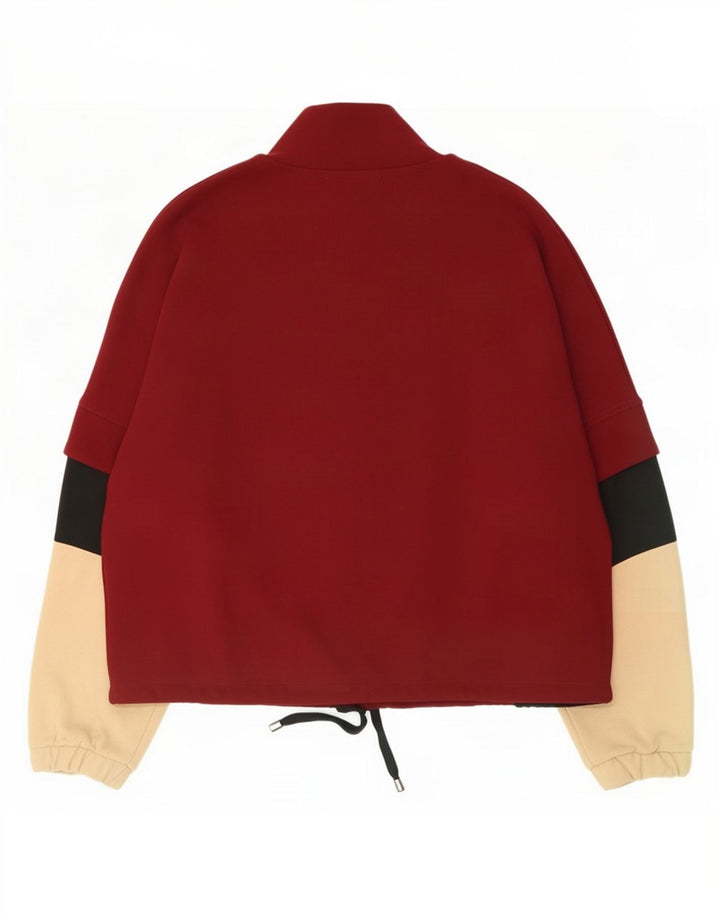 Top de trening Zara pentru femei, cu fermoar, cu gât, pulover, UK 14 Burgundy mediu