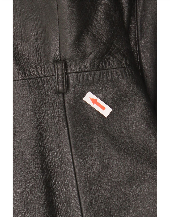 Palton din piele vintage pentru femei UK 10 mic negru