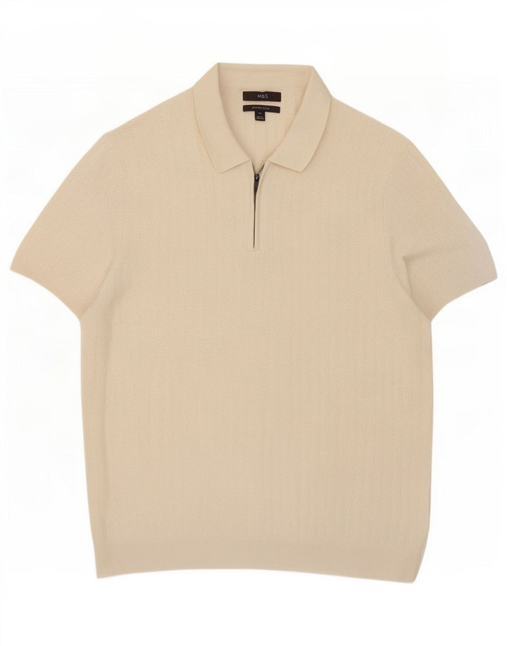 Tricou polo pentru bărbați Marks & Spencer, bumbac alb XL