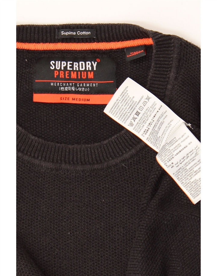 Pulover Superdry pentru femei cu decolteu rotund din bumbac negru mediu UK 14