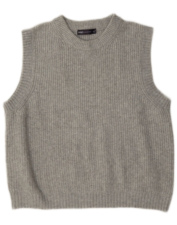 Marks & Spencer Womens Vest Tank Top UK 14 Medium Grey Polyester