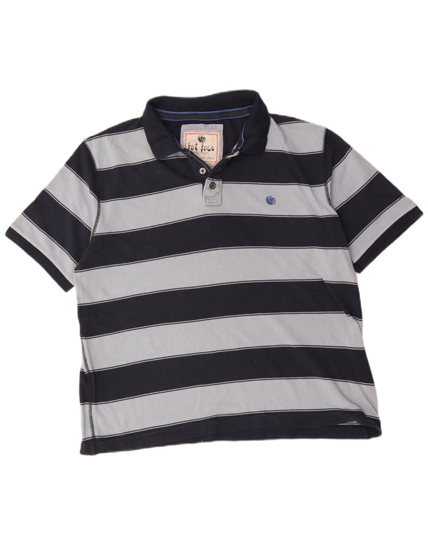 Tricou polo pentru bărbați Fat Face 2XL, bumbac cu dungi bleumarin