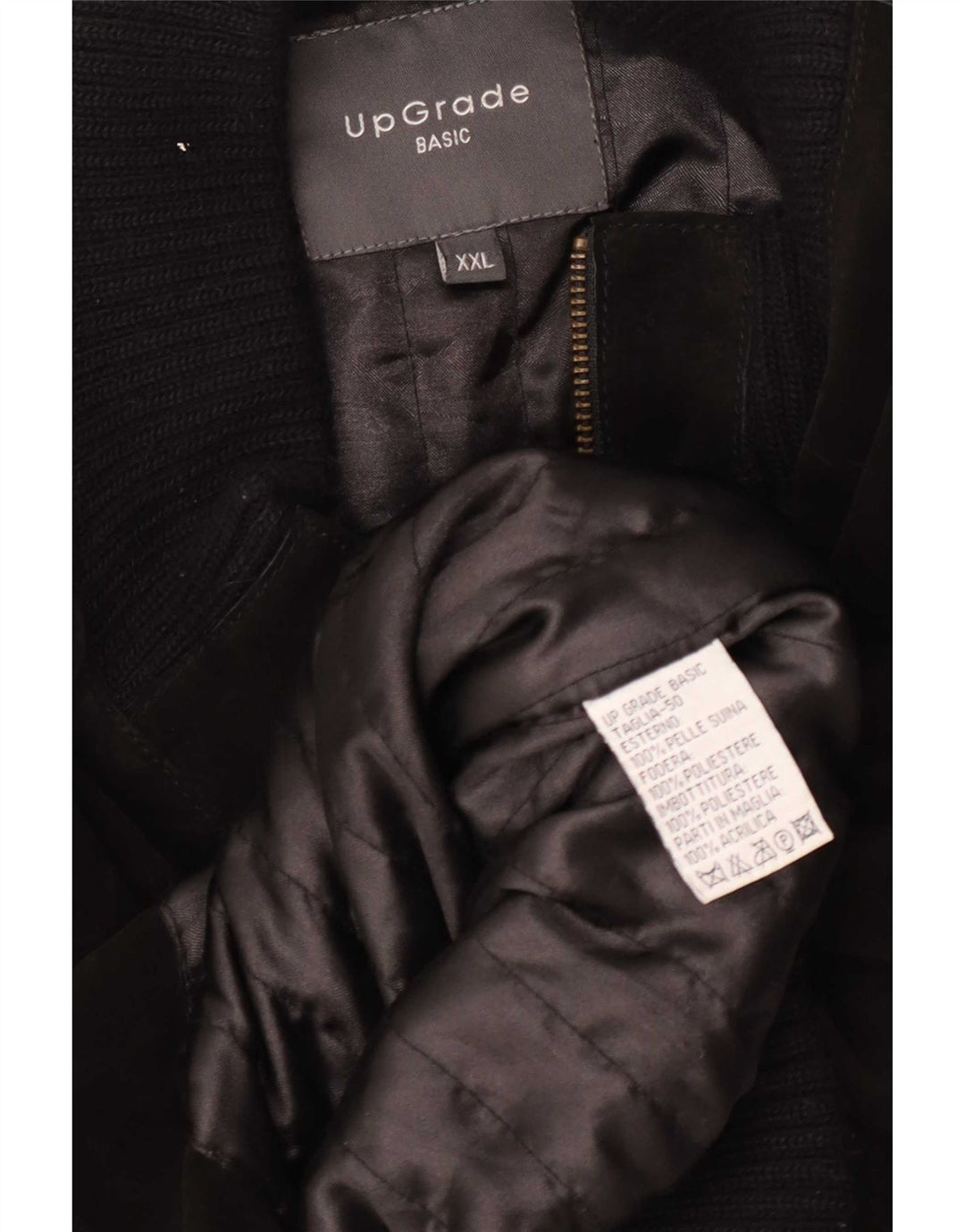 Bomber vintage pentru bărbați din piele intoarsa UK 44 2XL din piele neagră