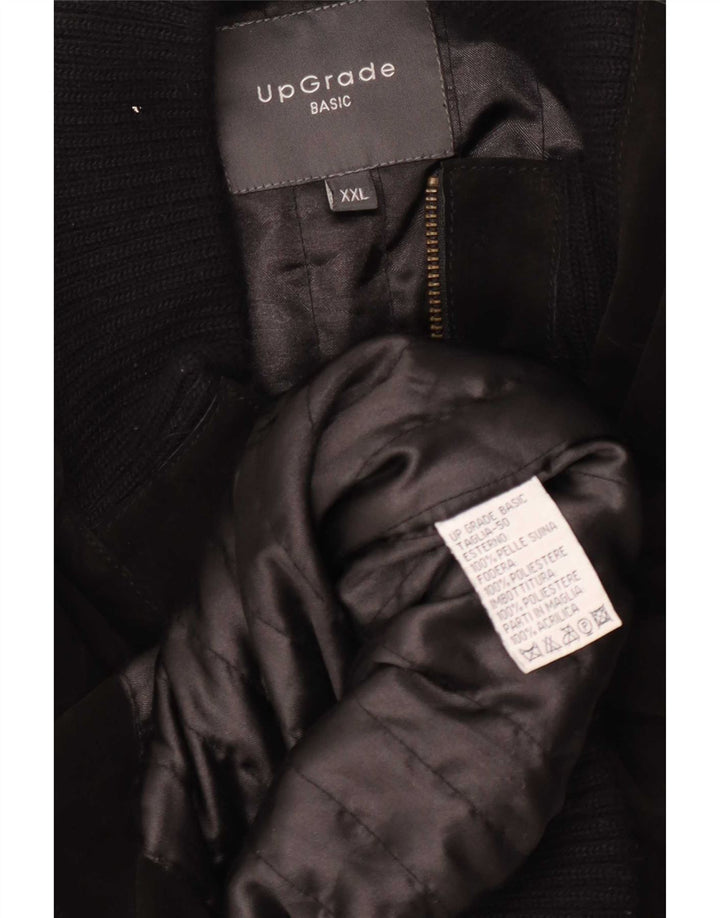 Bomber vintage pentru bărbați din piele intoarsa UK 44 2XL din piele neagră