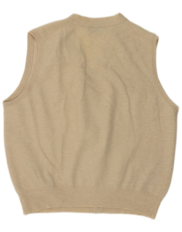 Pulover cardigan fără mâneci pentru bărbați Boggi XL, bej, lână virgină