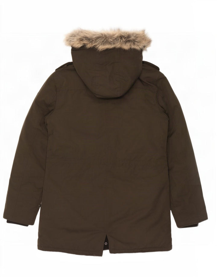 Jachetă parka cu glugă militară Guess pentru bărbați UK 40 Poliester kaki mare
