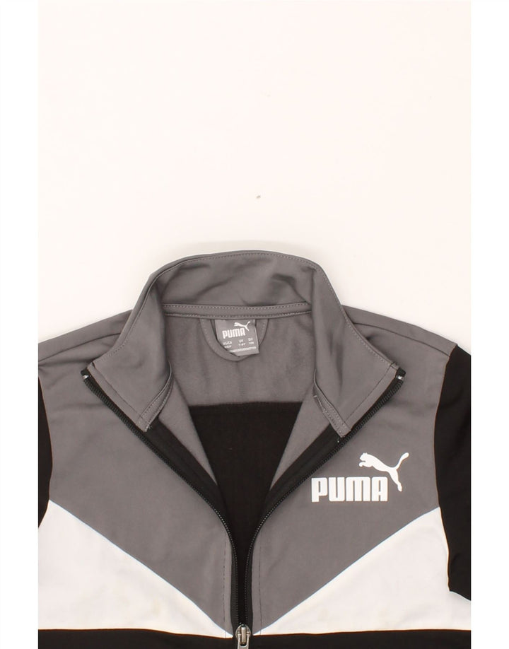 PUMA Boys Tracksuit Top Jacket 7-8 Years Black Colourblock Polyester Vintage Puma and Second-Hand Puma from Messina Hembry 