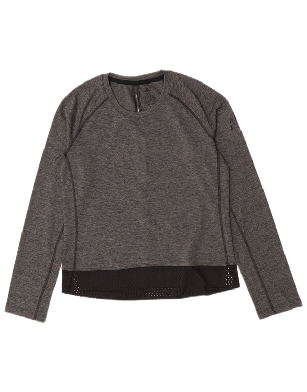 Top pentru femei Adidas cu mânecă lungă UK 4/6 XS gri poliester color bloc