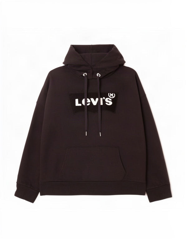 Pulover cu glugă supradimensionat cu grafic Levi's pentru bărbați UK 14 Bumbac mediu negru