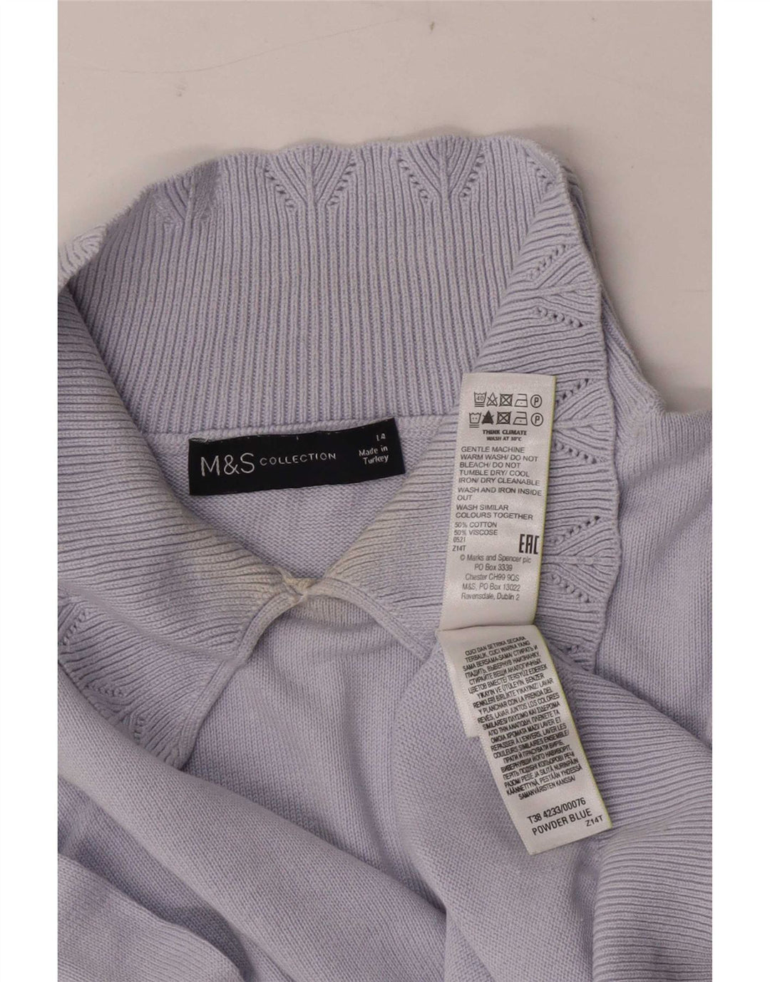 Marks & Spencer Pulover cu gât polo pentru femei UK 14 Large Blue