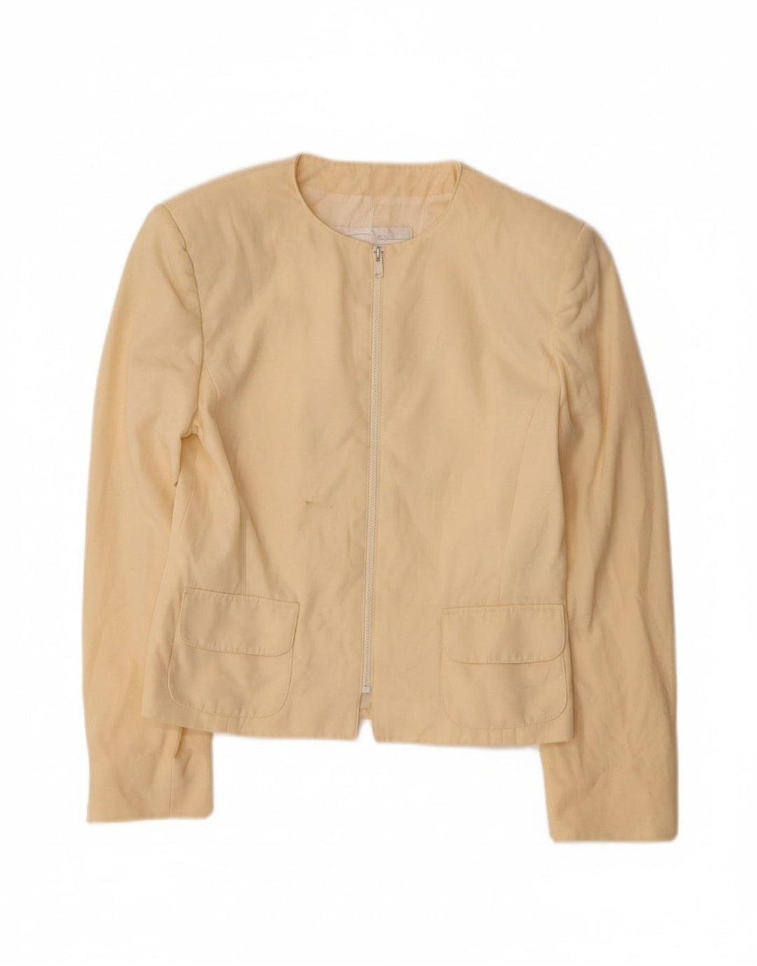 GENNY Womens Crop Blazer Jacket IT 40 Small Yellow Wool
