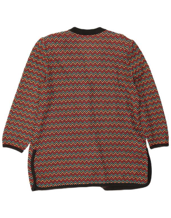 Pulover Cardigan Vintage pentru Damă IT 52 2XL Bumbac Chevron Multicolor