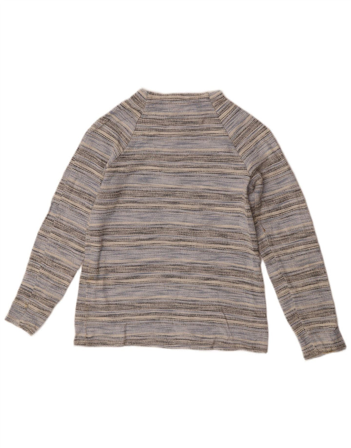 Oasis Top pentru femei cu mânecă lungă UK 10, bumbac cu dungi albastre mici