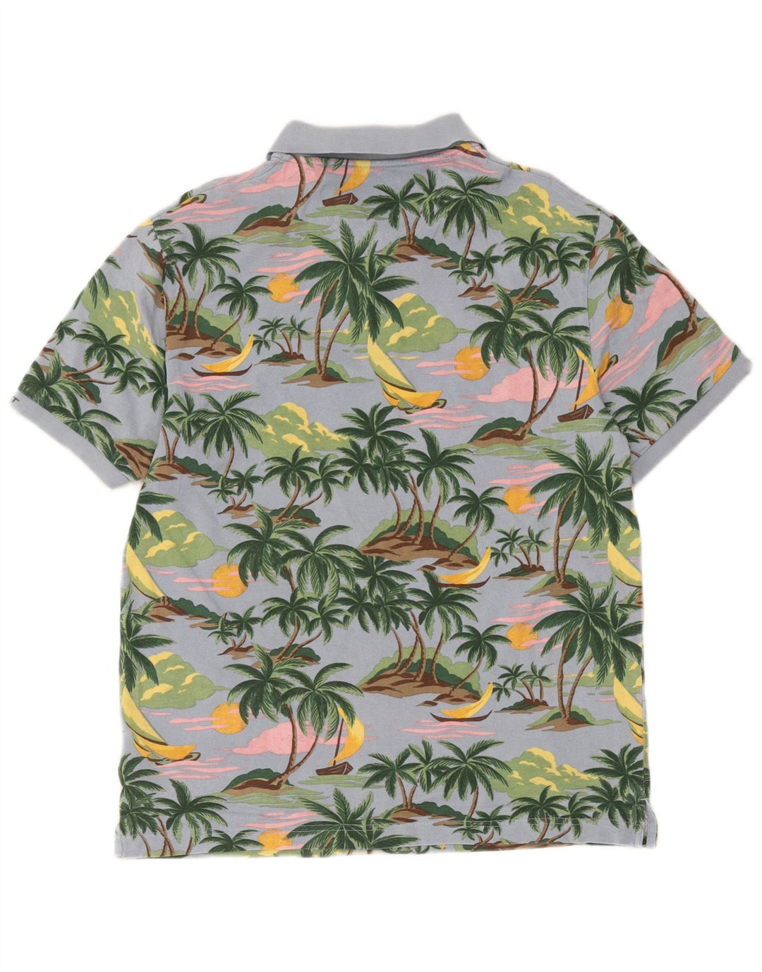 Tricou polo hawaian Gant pentru bărbați, bumbac albastru mediu