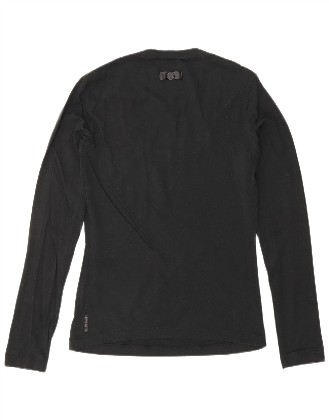 ARMANI JEANS Top pentru femei cu mânecă lungă UK 10 Bumbac negru mic