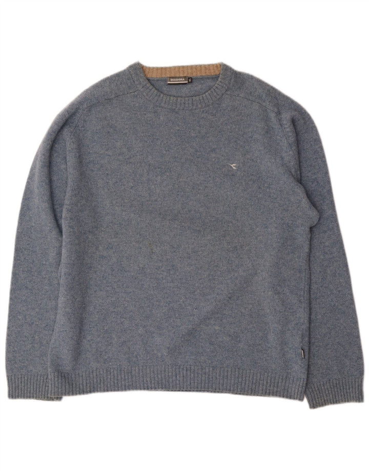 DIADORA Mens Crew Neck Jumper Sweater XL Blue Polyamide