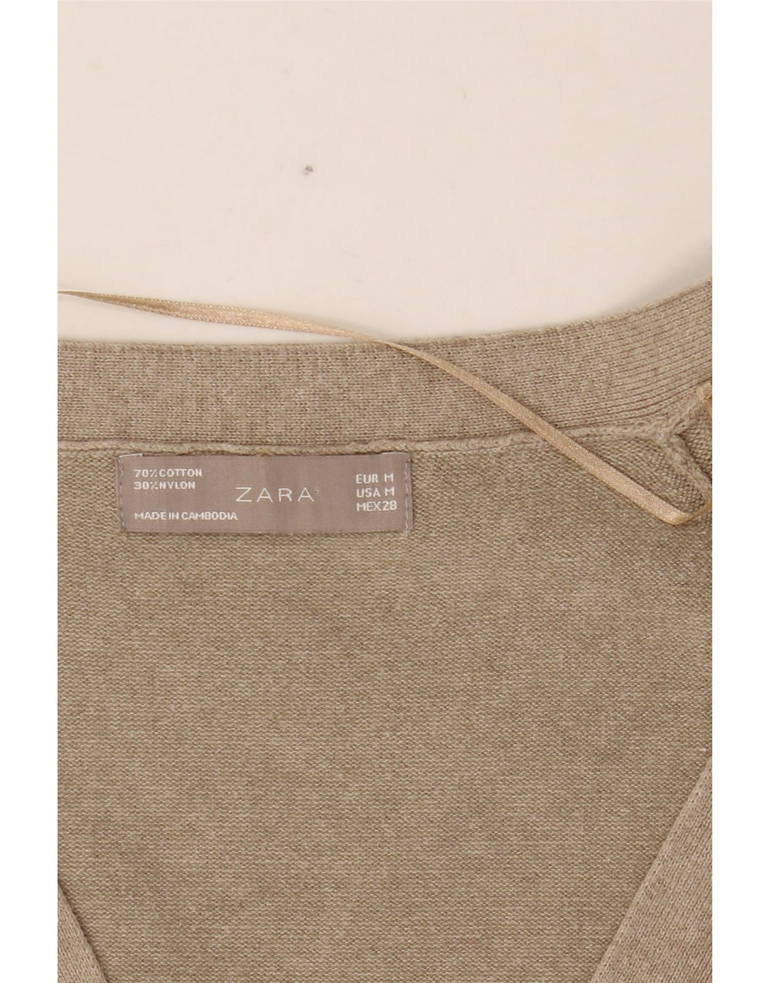 Pulover cardigan pentru femei ZARA UK 12, bumbac mediu bej