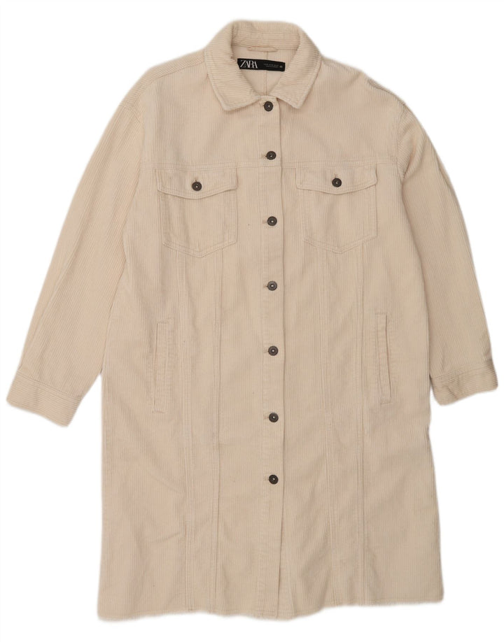 Palton pentru femei Zara, UK 12, bumbac alb, mediu