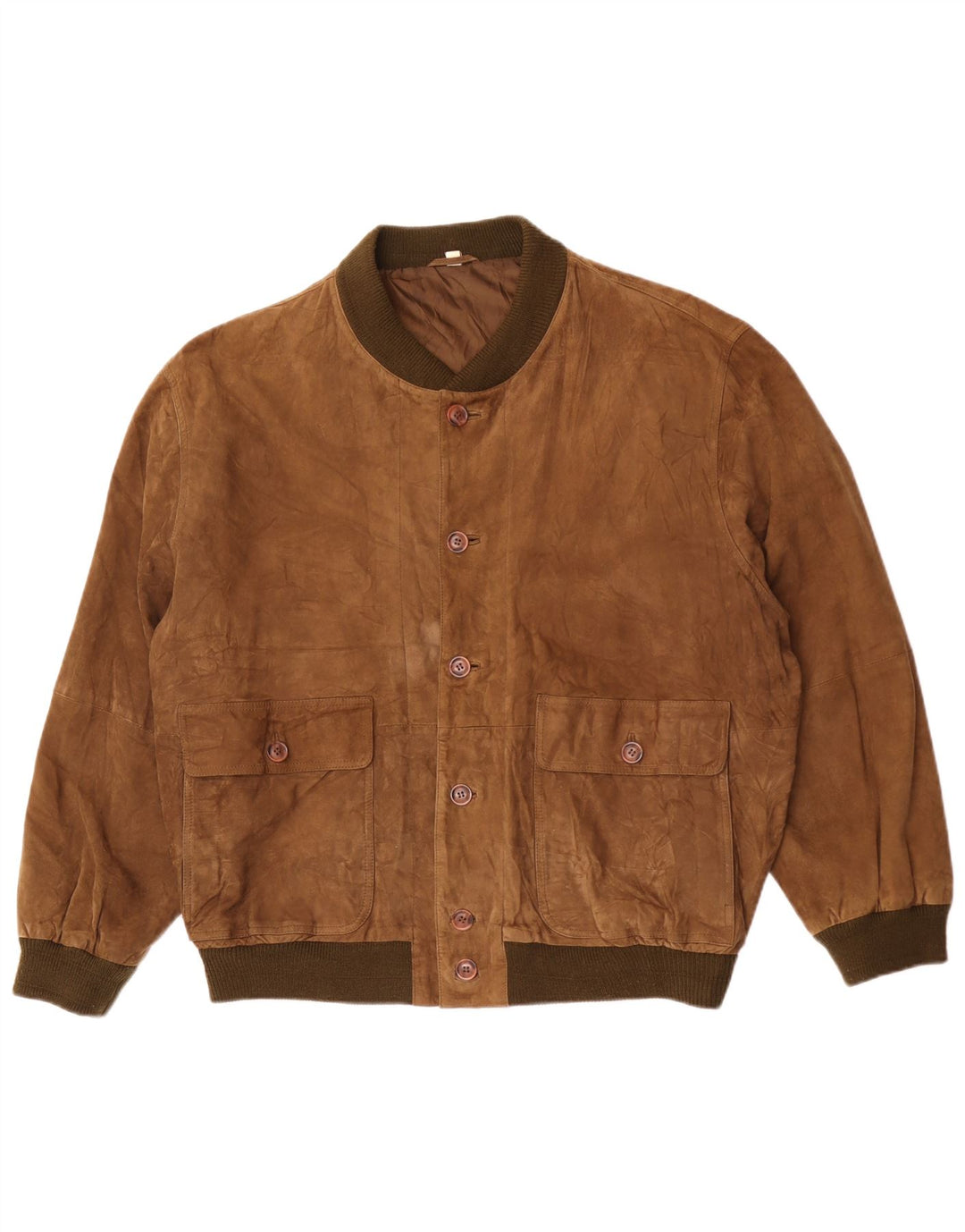 Geaca Bomber din piele intoarsa pentru barbati vintage IT 52 XL din piele maro