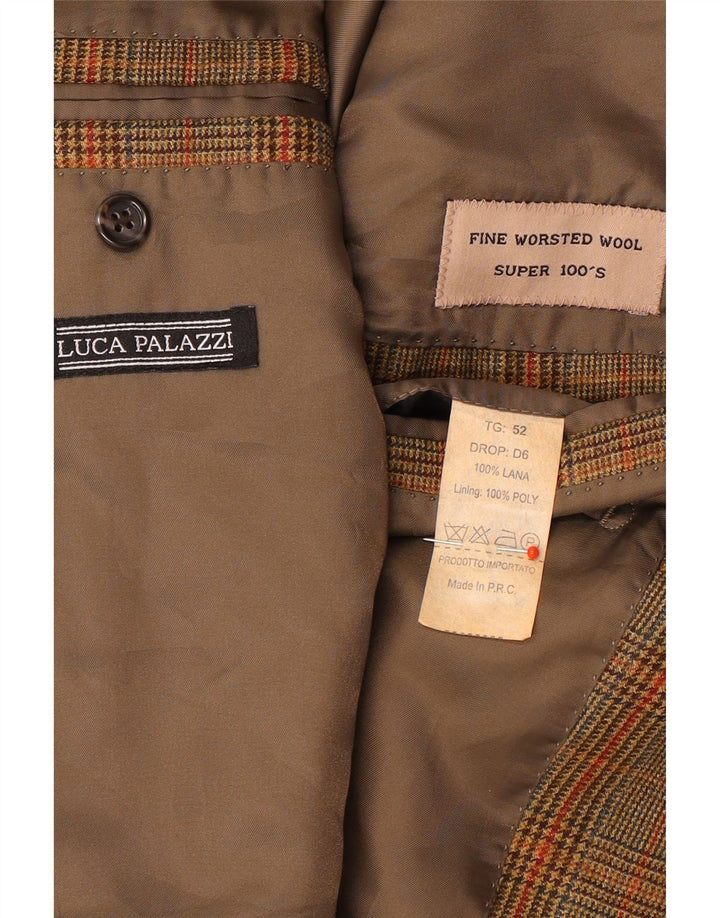 Jachetă vintage pentru bărbați cu 3 nasturi IT 52 XL Lână cu carouri maro