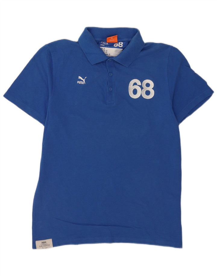 Tricou polo cu grafic Puma pentru bărbați, bumbac albastru mediu