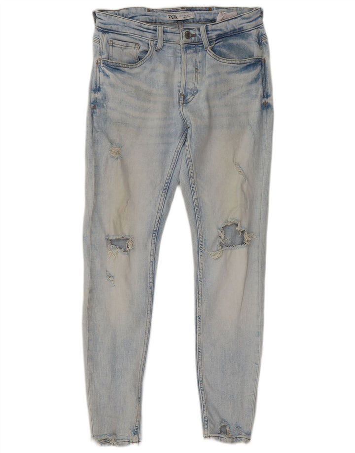 Blugi skinny distressed pentru bărbați Zara EU 40 Medium W31 L29 Albastru