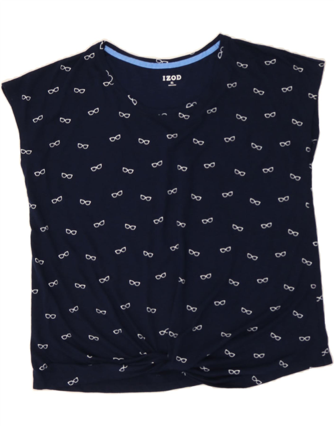 IZOD Womens Abstract Pattern Blouse Top UK 18 XL Navy Blue Polyester Vintage Izod and Second-Hand Izod from Messina Hembry 