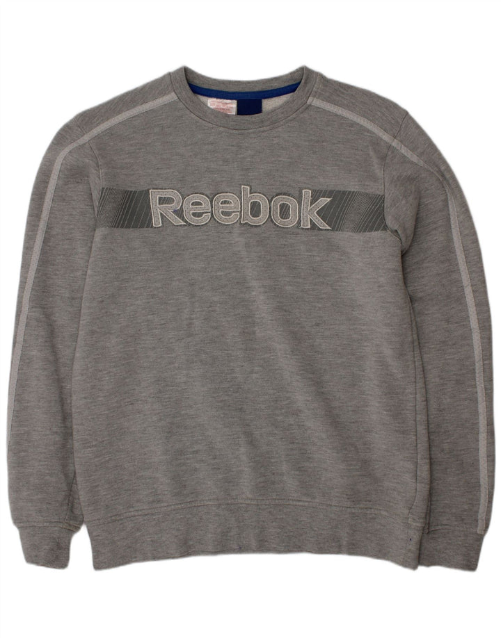 Pulover grafic Reebok pentru băieți 11-12 ani bumbac gri