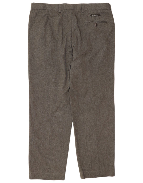 Pantaloni de costum obișnuiți pentru bărbați Marks & Spencer L36 L29 poliester cu carouri gri