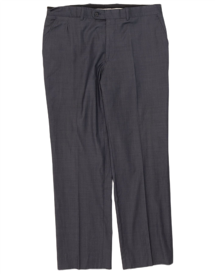 Pantaloni de costum drepți pentru bărbați Zara L44 L31 Lână bleumarin